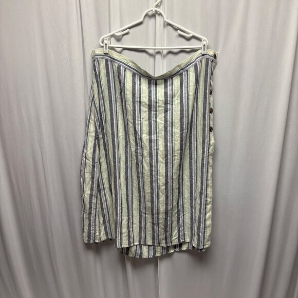 CJ Banks Linen Blend A-Line Skirt Womens Size 3X Blue Striped Lightweight NEW - Picture 1 of 8